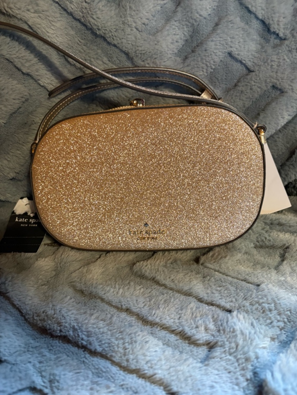 kate spade Glitter Oval Crossbody in Gold